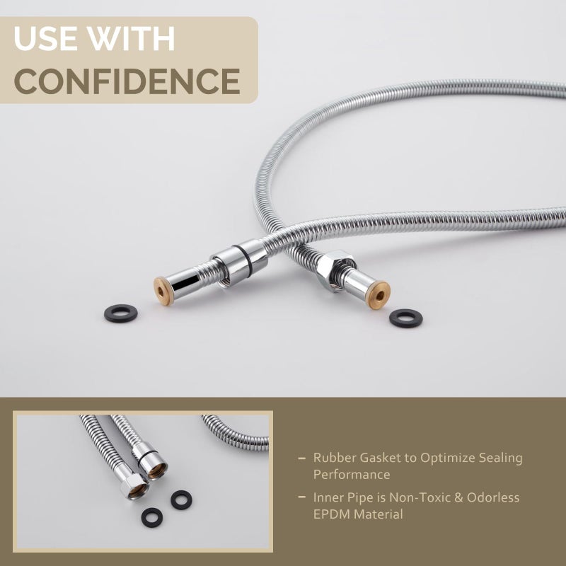 Angle Simple Flexible Shower Hose 59", Stainless Steel Handheld Shower Head Hose Replacement 1/2" IPS, Chrome - Image 4